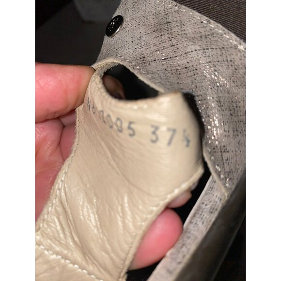 AGL Attilio Giusti Leombruni Womens Sandal Size 37.5 Metallic Gray Leather & Ela - Picture 6 of 8